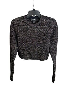 Express Cropped Sweater Black Gold Size Medium NWT